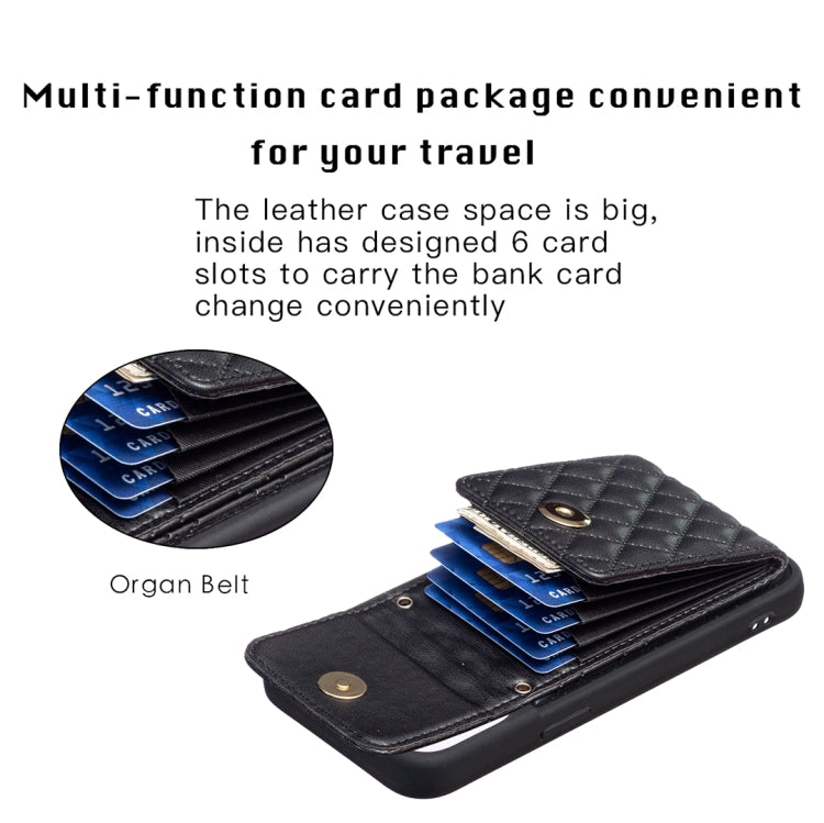 For iPhone 15 Pro Max Vertical Wallet Rhombic Leather Phone Case(Black) - HoMEdemic™ 