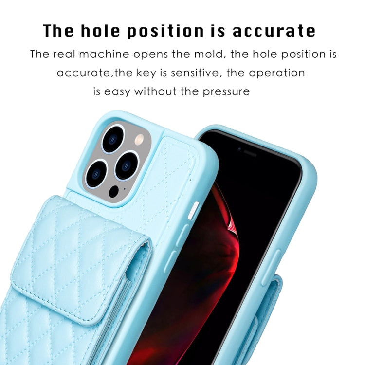For iPhone 15 Pro Max Vertical Wallet Rhombic Leather Phone Case(Blue) - HoMEdemic™ 