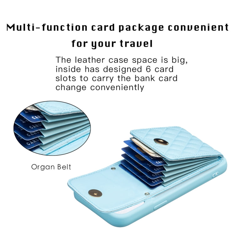 For iPhone 15 Pro Max Vertical Wallet Rhombic Leather Phone Case(Blue) - HoMEdemic™ 