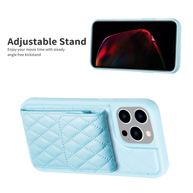 For iPhone 15 Pro Max Vertical Wallet Rhombic Leather Phone Case(Blue) - HoMEdemic™ 