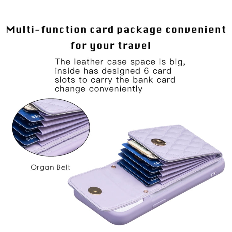 For iPhone 15 Pro Max Vertical Wallet Rhombic Leather Phone Case(Purple) - HoMEdemic™ 