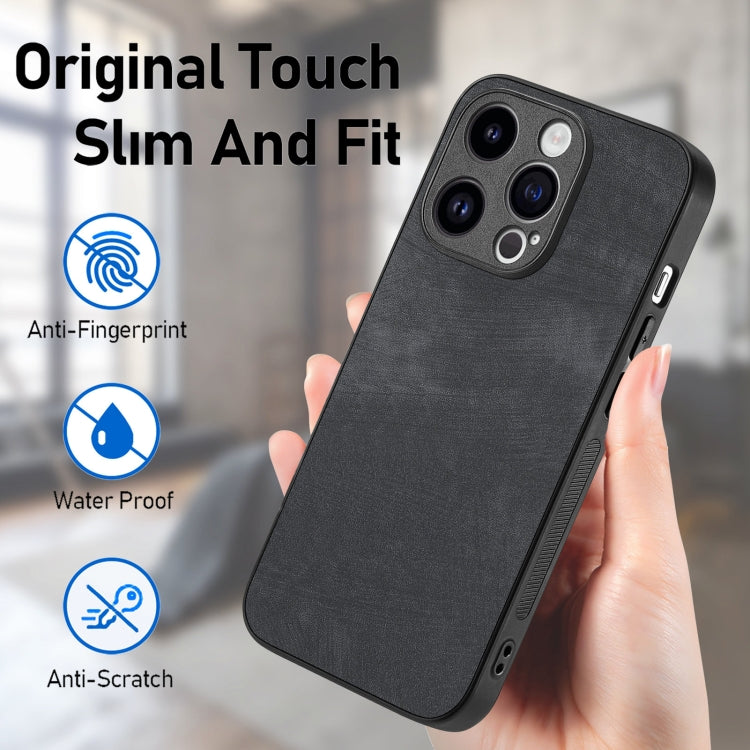 For iPhone 15 Pro Max Vintage Leather PC Back Cover Phone Case(Black) - HoMEdemic™ 