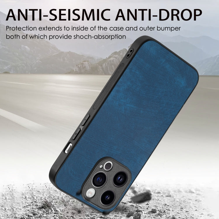 For iPhone 15 Pro Max Vintage Leather PC Back Cover Phone Case(Blue) - HoMEdemic™ 