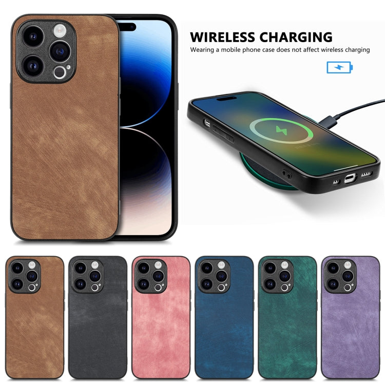 For iPhone 15 Pro Max Vintage Leather PC Back Cover Phone Case(Blue) - HoMEdemic™ 