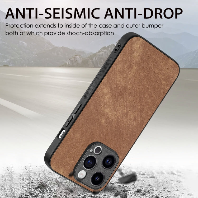For iPhone 15 Pro Max Vintage Leather PC Back Cover Phone Case(Brown) - HoMEdemic™ 