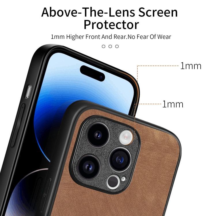 For iPhone 15 Pro Max Vintage Leather PC Back Cover Phone Case(Brown) - HoMEdemic™ 