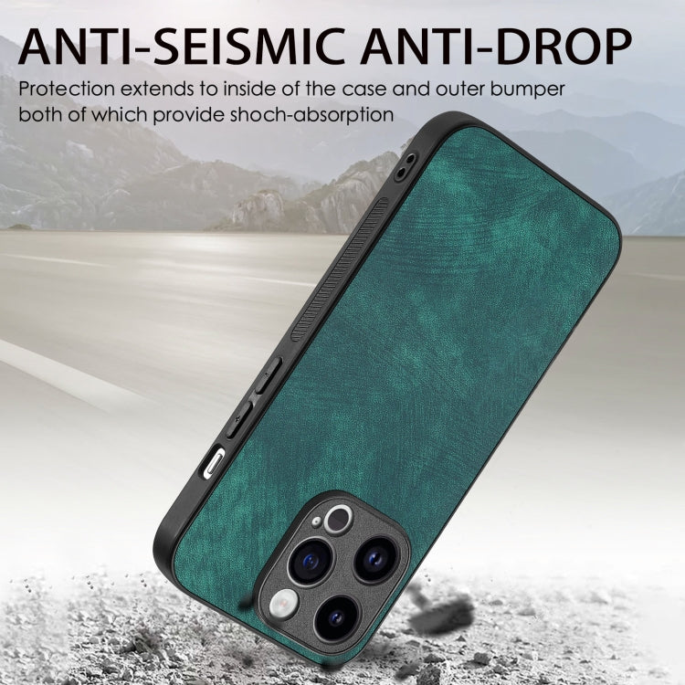 For iPhone 15 Pro Max Vintage Leather PC Back Cover Phone Case(Green) - HoMEdemic™ 