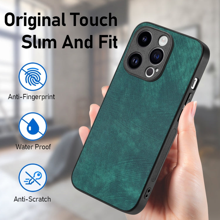 For iPhone 15 Pro Max Vintage Leather PC Back Cover Phone Case(Green) - HoMEdemic™ 