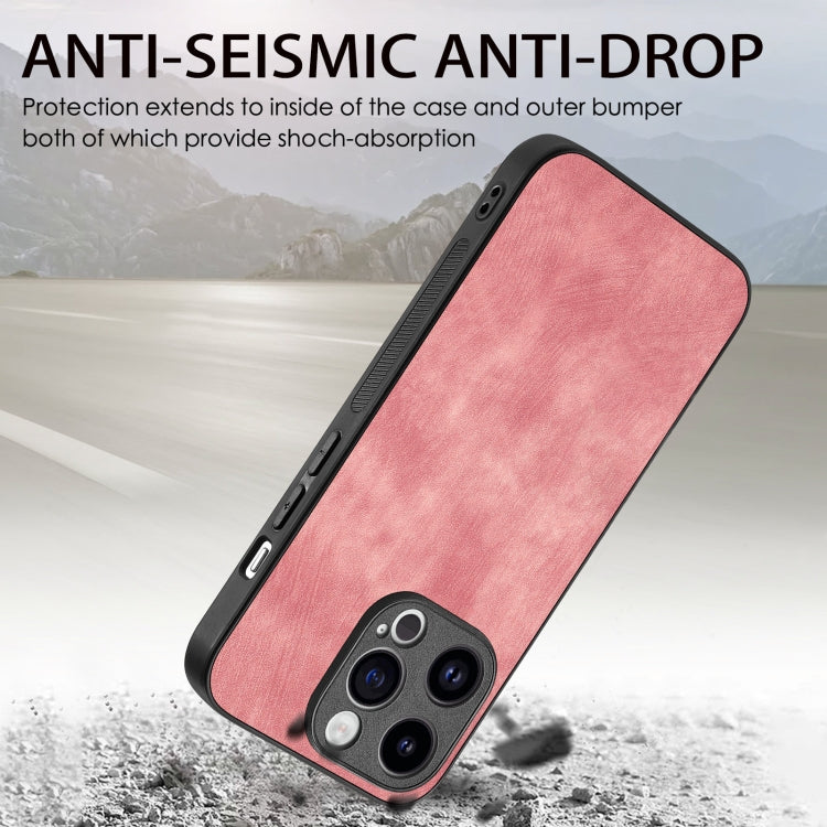For iPhone 15 Pro Max Vintage Leather PC Back Cover Phone Case(Pink) - HoMEdemic™ 