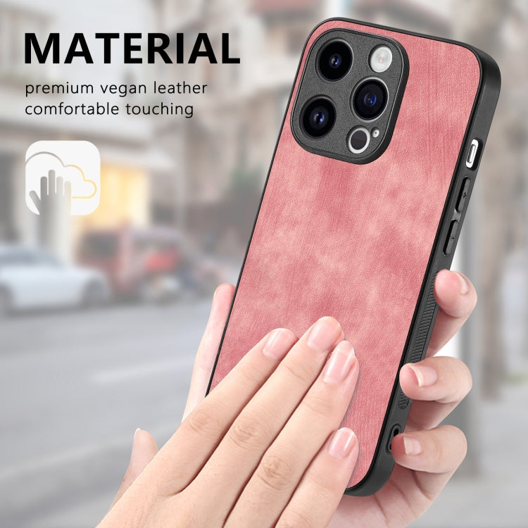 For iPhone 15 Pro Max Vintage Leather PC Back Cover Phone Case(Pink) - HoMEdemic™ 