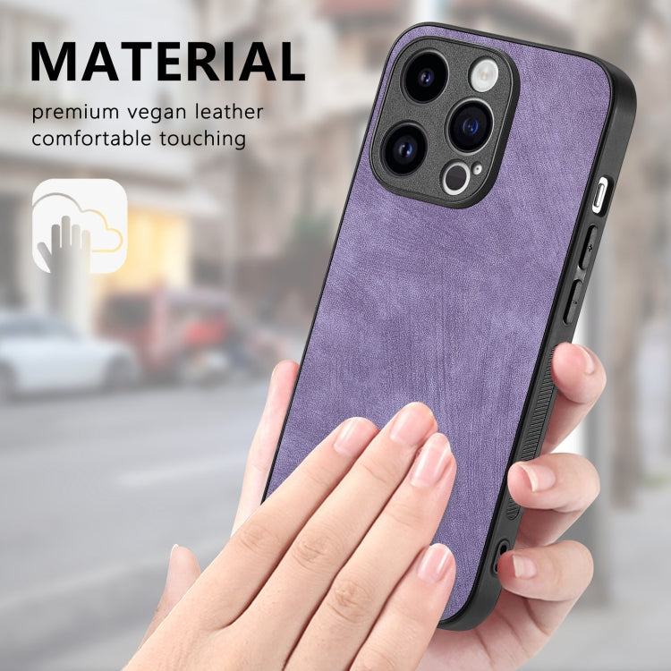 For iPhone 15 Pro Max Vintage Leather PC Back Cover Phone Case(Purple) - HoMEdemic™ 