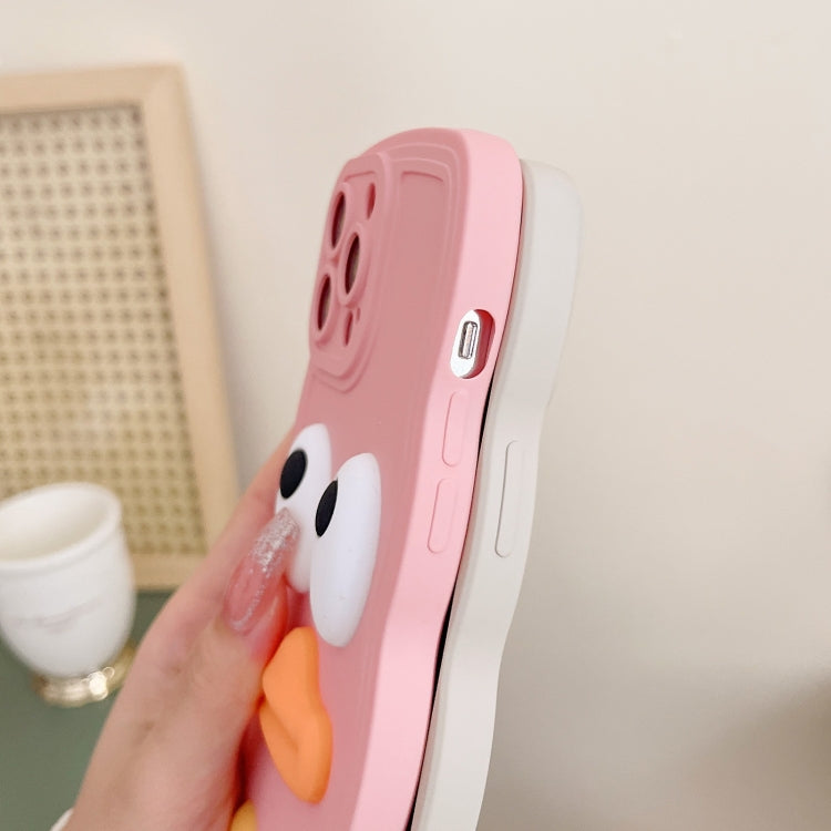 For iPhone 15 Pro Max Wave Edge Big Duck Silicone Phone Case with Wristband(White) - HoMEdemic™ 