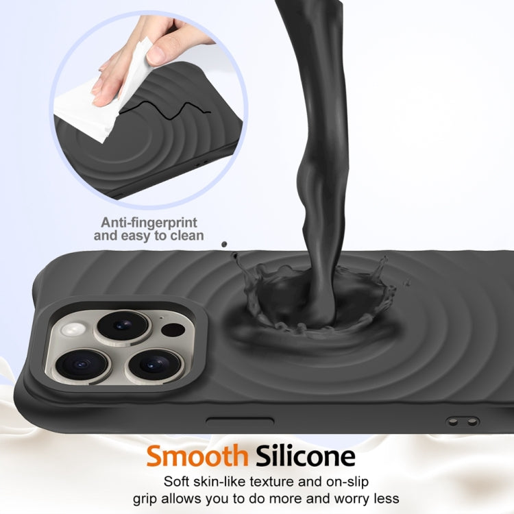 For iPhone 15 Pro Max Wave Texture MagSafe Magnetic Liquid Silicone Phone Case(Black) - HoMEdemic™ 