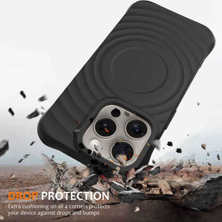 For iPhone 15 Pro Max Wave Texture MagSafe Magnetic Liquid Silicone Phone Case(Black) - HoMEdemic™ 