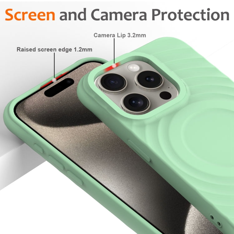 For iPhone 15 Pro Max Wave Texture MagSafe Magnetic Liquid Silicone Phone Case(Green) - HoMEdemic™ 