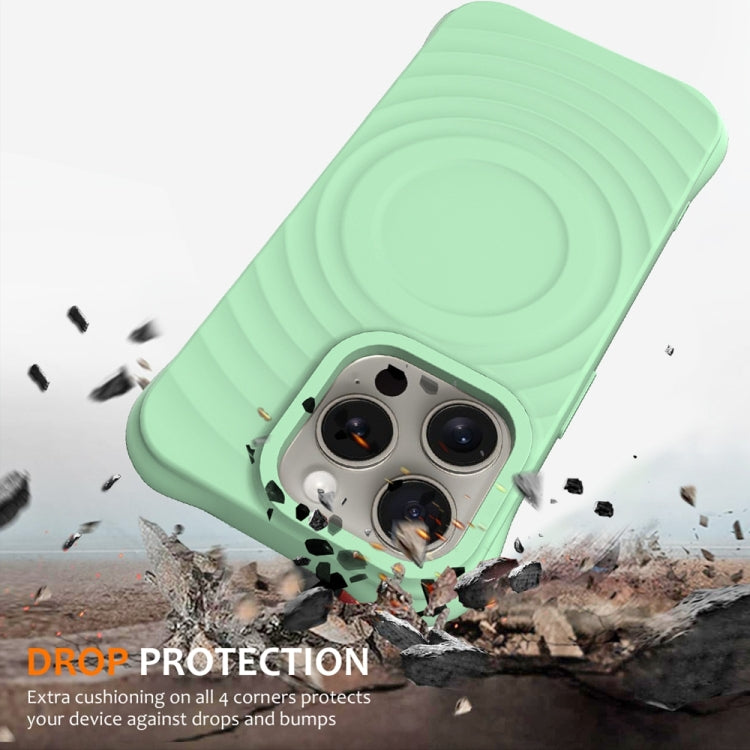 For iPhone 15 Pro Max Wave Texture MagSafe Magnetic Liquid Silicone Phone Case(Green) - HoMEdemic™ 