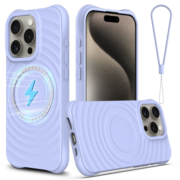 For iPhone 15 Pro Max Wave Texture MagSafe Magnetic Liquid Silicone Phone Case(Purple) - HoMEdemic™ 