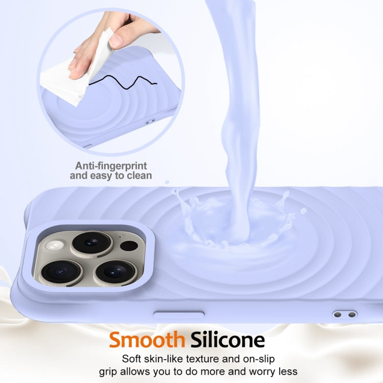 For iPhone 15 Pro Max Wave Texture MagSafe Magnetic Liquid Silicone Phone Case(Purple) - HoMEdemic™ 