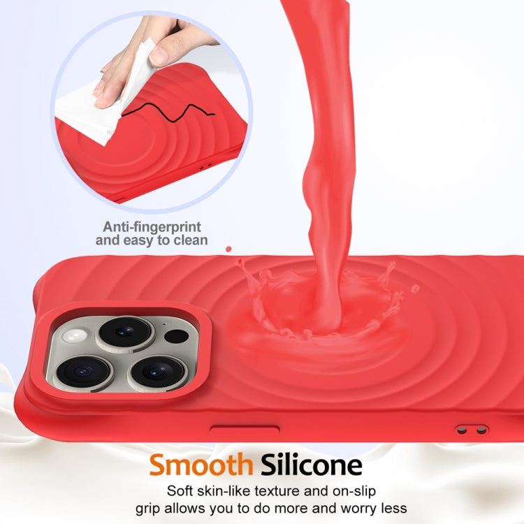 For iPhone 15 Pro Max Wave Texture MagSafe Magnetic Liquid Silicone Phone Case(Red) - HoMEdemic™ 