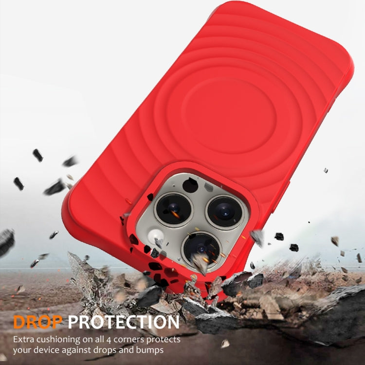 For iPhone 15 Pro Max Wave Texture MagSafe Magnetic Liquid Silicone Phone Case(Red) - HoMEdemic™ 