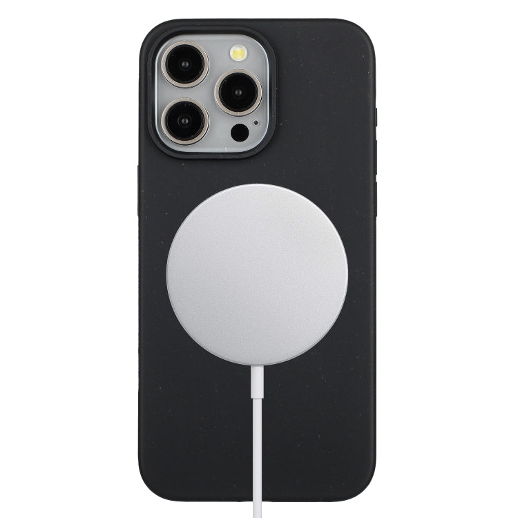 For iPhone 15 Pro Max Wheat MagSafe Magnetic Straw Material + TPU Phone Case(Black) - HoMEdemic™ 