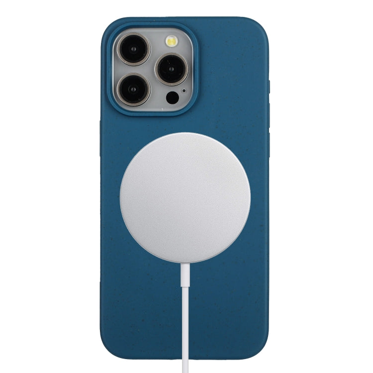 For iPhone 15 Pro Max Wheat MagSafe Magnetic Straw Material + TPU Phone Case(Blue) - HoMEdemic™ 