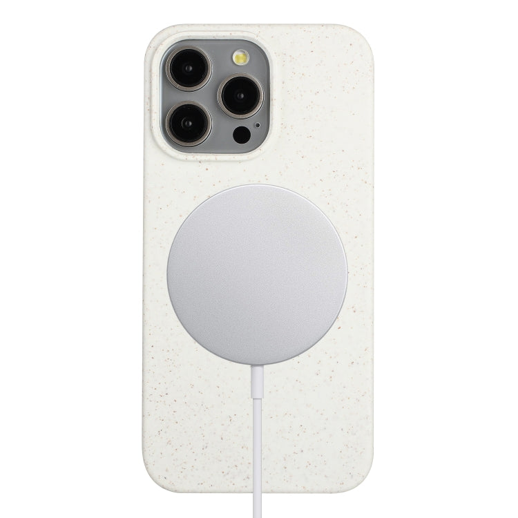 For iPhone 15 Pro Max Wheat MagSafe Magnetic Straw Material + TPU Phone Case(White) - HoMEdemic™ 
