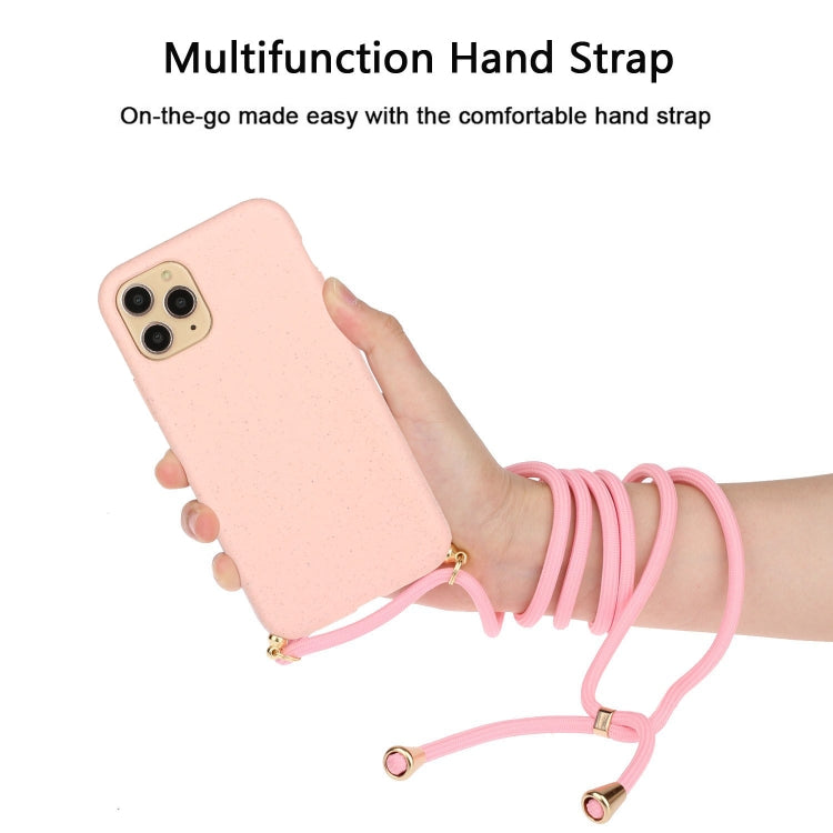 For iPhone 15 Pro Max Wheat Straw Material + TPU Phone Case with Lanyard(Pink) - HoMEdemic™ 