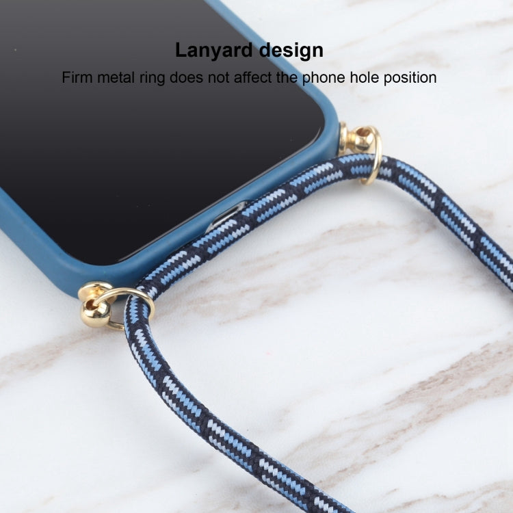 For iPhone 15 Pro Max Wheat Straw TPU Shockproof Phone Case with Neck Lanyard(Blue) - HoMEdemic™ 
