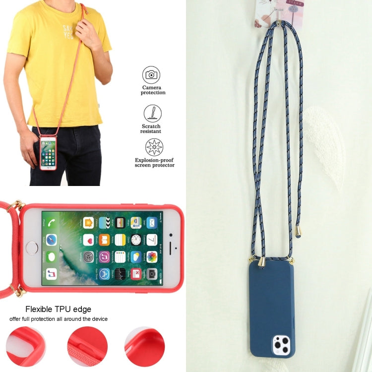 For iPhone 15 Pro Max Wheat Straw TPU Shockproof Phone Case with Neck Lanyard(Blue) - HoMEdemic™ 