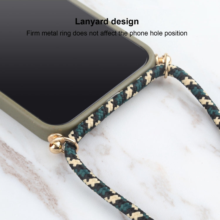 For iPhone 15 Pro Max Wheat Straw TPU Shockproof Phone Case with Neck Lanyard(Dark Green) - HoMEdemic™ 
