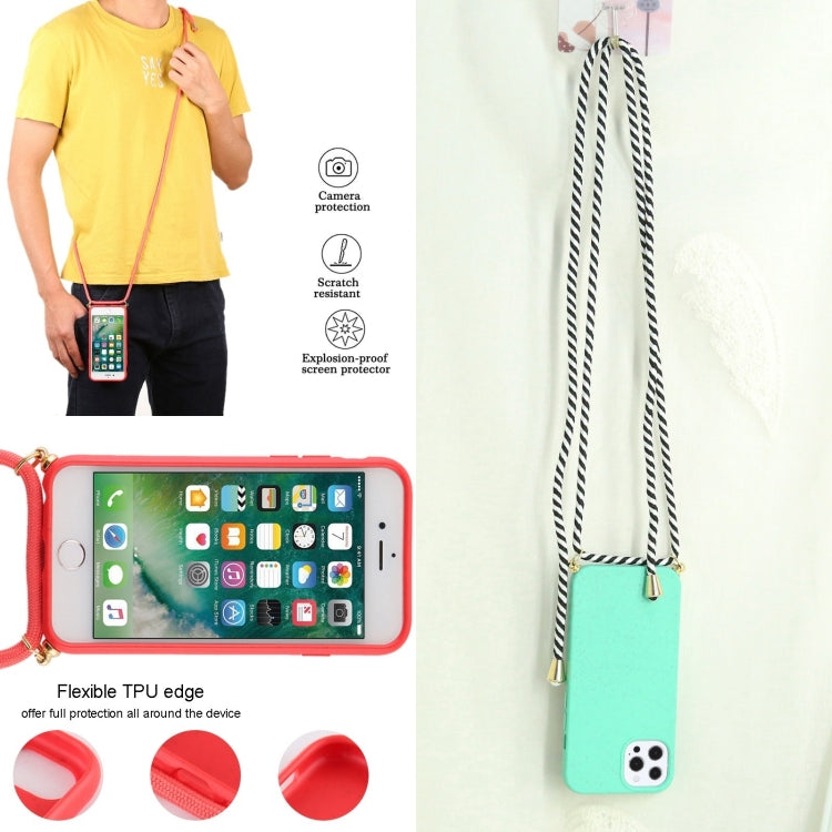 For iPhone 15 Pro Max Wheat Straw TPU Shockproof Phone Case with Neck Lanyard(Green) - HoMEdemic™ 
