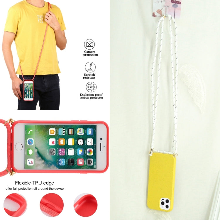 For iPhone 15 Pro Max Wheat Straw TPU Shockproof Phone Case with Neck Lanyard(Yellow) - HoMEdemic™ 