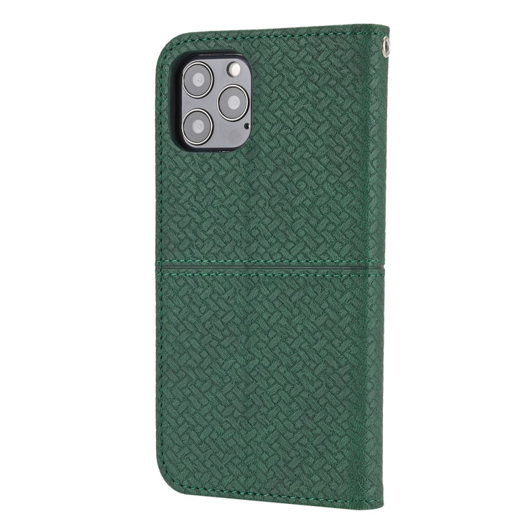 For iPhone 15 Pro Max Woven Texture Stitching Magnetic Leather Phone Case(Green) - HoMEdemic™ 