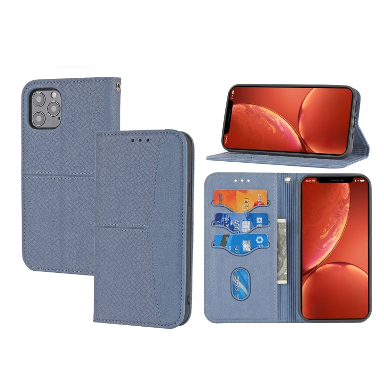 For iPhone 15 Pro Max Woven Texture Stitching Magnetic Leather Phone Case(Grey) - HoMEdemic™ 