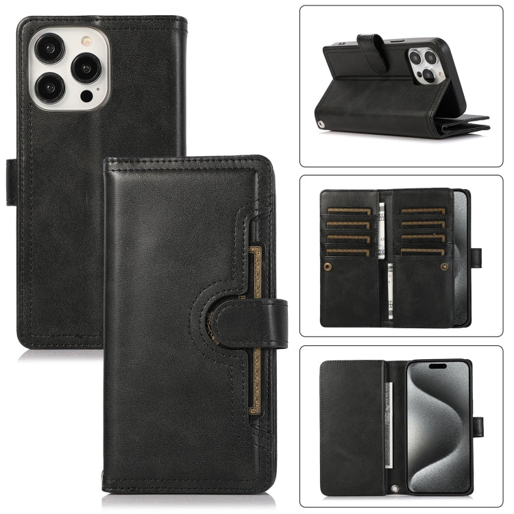 For iPhone 15 Pro Max Wristband Card Slot Leather Phone Case(Black) - HoMEdemic™ 