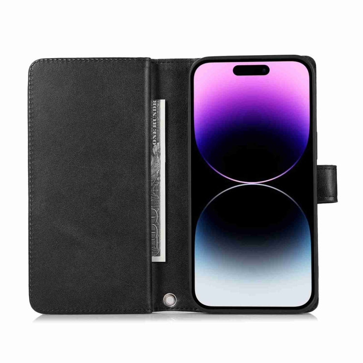 For iPhone 15 Pro Max Wristband Card Slot Leather Phone Case(Black) - HoMEdemic™ 
