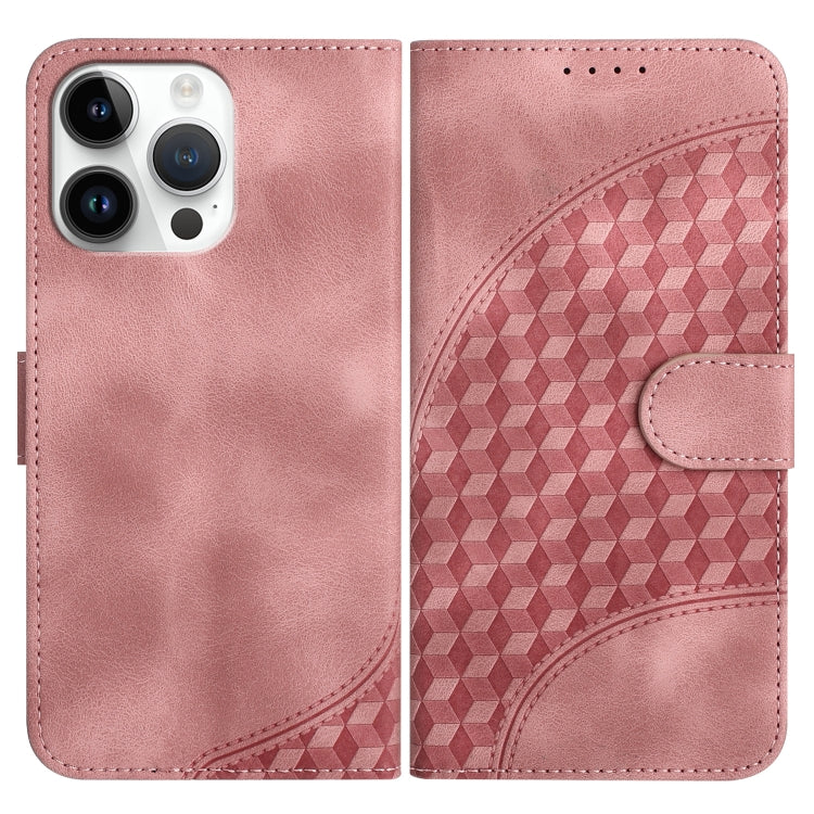 For iPhone 15 Pro Max YX0060 Elephant Head Embossed Phone Leather Case with Lanyard(Pink) - HoMEdemic™ 