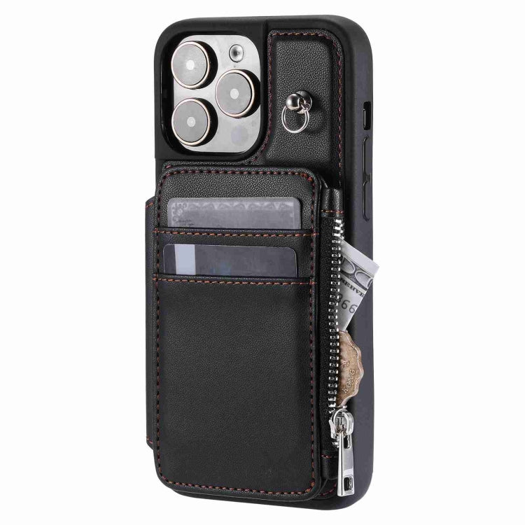 For iPhone 15 Pro Max Zipper Card Slots RFID Phone Case(Black) - HoMEdemic™ 