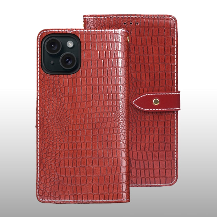 For iPhone 15 Pro Max idewei Crocodile Texture Leather Phone Case(Red) - HoMEdemic™ 