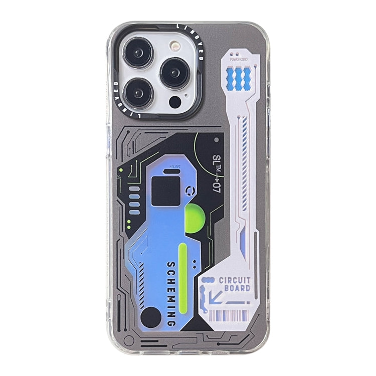 For iPhone 15 Pro Mecha Circuit Board Pattern Phone Case(White) - HoMEdemic™ 