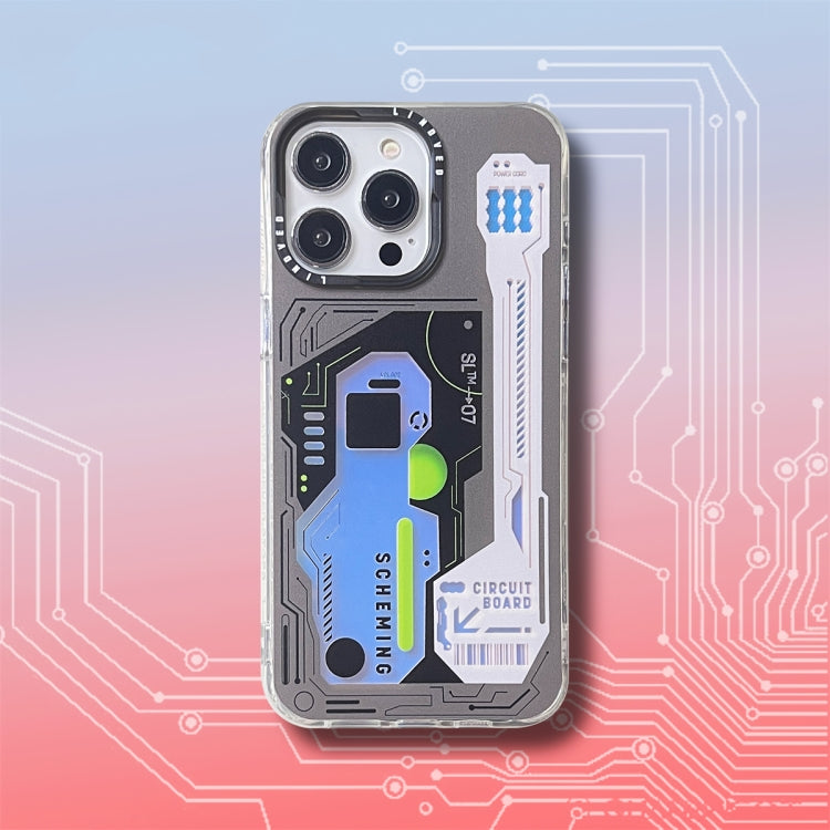 For iPhone 15 Pro Mecha Circuit Board Pattern Phone Case(White) - HoMEdemic™ 