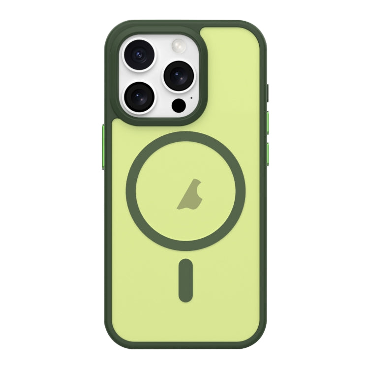 For iPhone 15 Pro Metal Button Skin Feel Matte MagSafe Shockproof Phone Case(Green) - HoMEdemic™ 