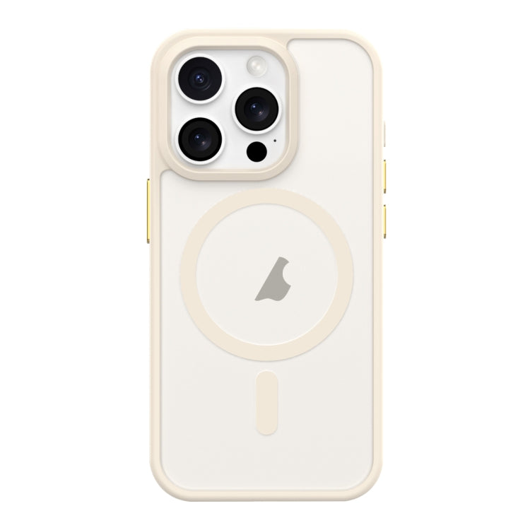 For iPhone 15 Pro Metal Button Skin Feel Matte MagSafe Shockproof Phone Case(White) - HoMEdemic™ 