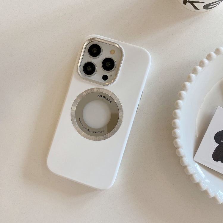 For iPhone 15 Pro Metal Frame Silicone Magnetic Phone Case(White) - HoMEdemic™ 