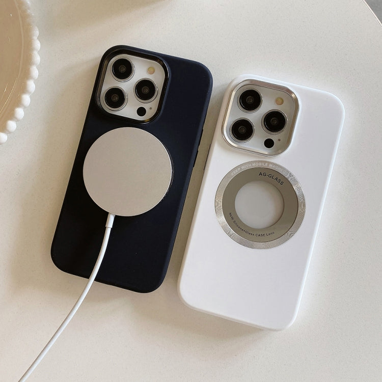 For iPhone 15 Pro Metal Frame Silicone Magnetic Phone Case(White) - HoMEdemic™ 