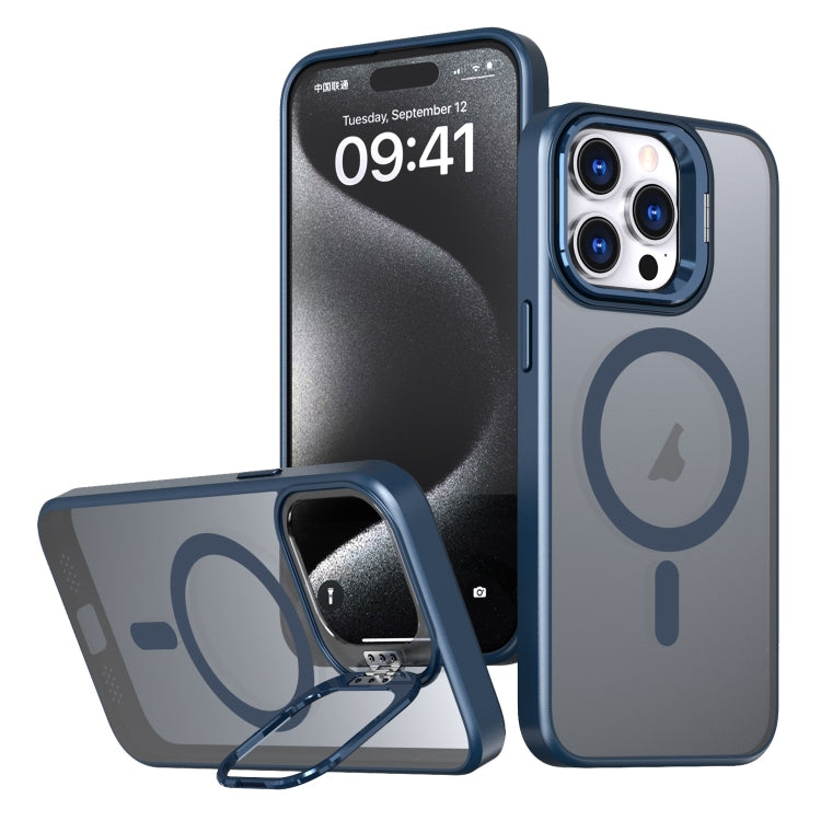 For iPhone 15 Pro Metal Invisible Camera Holder MagSafe Magnetic Phone Case(Blue) - HoMEdemic™ 