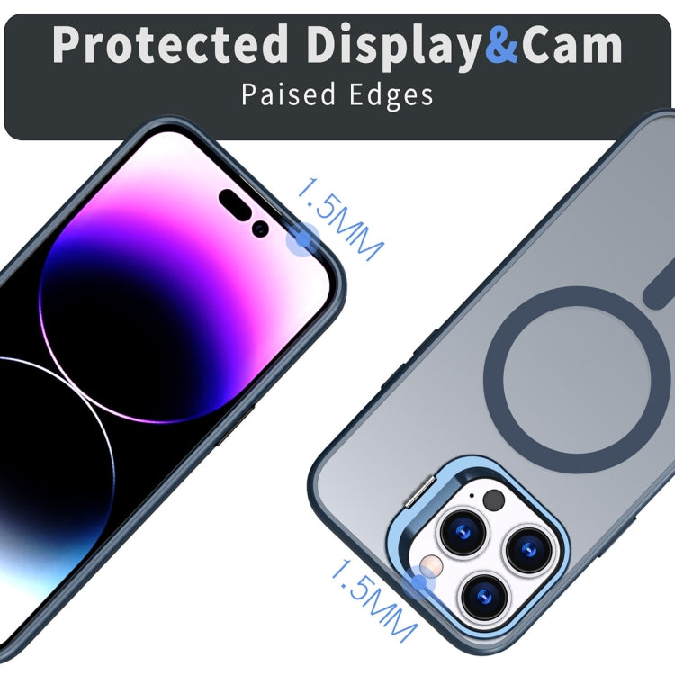 For iPhone 15 Pro Metal Invisible Camera Holder MagSafe Magnetic Phone Case(Blue) - HoMEdemic™ 