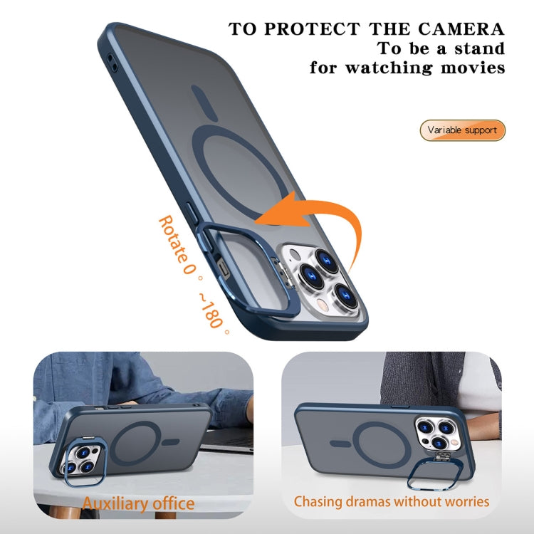 For iPhone 15 Pro Metal Invisible Camera Holder MagSafe Magnetic Phone Case(Blue) - HoMEdemic™ 