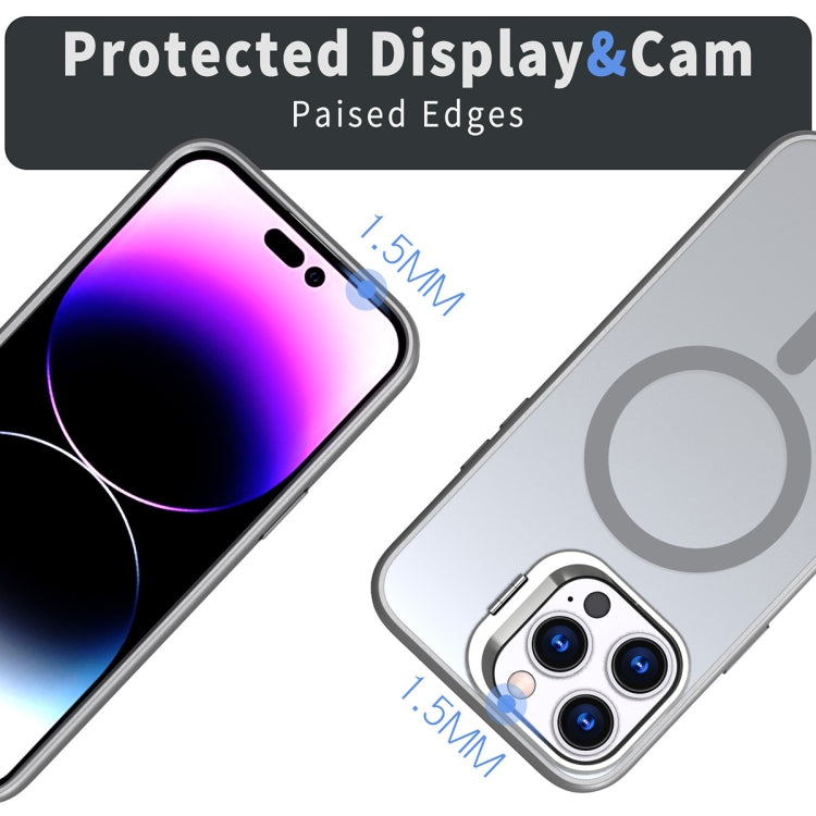 For iPhone 15 Pro Metal Invisible Camera Holder MagSafe Magnetic Phone Case(Grey) - HoMEdemic™ 